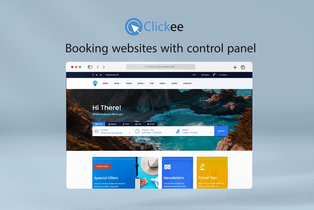 Booking websites with control panel